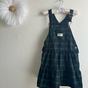 Plaid Green Kids Overall Dress